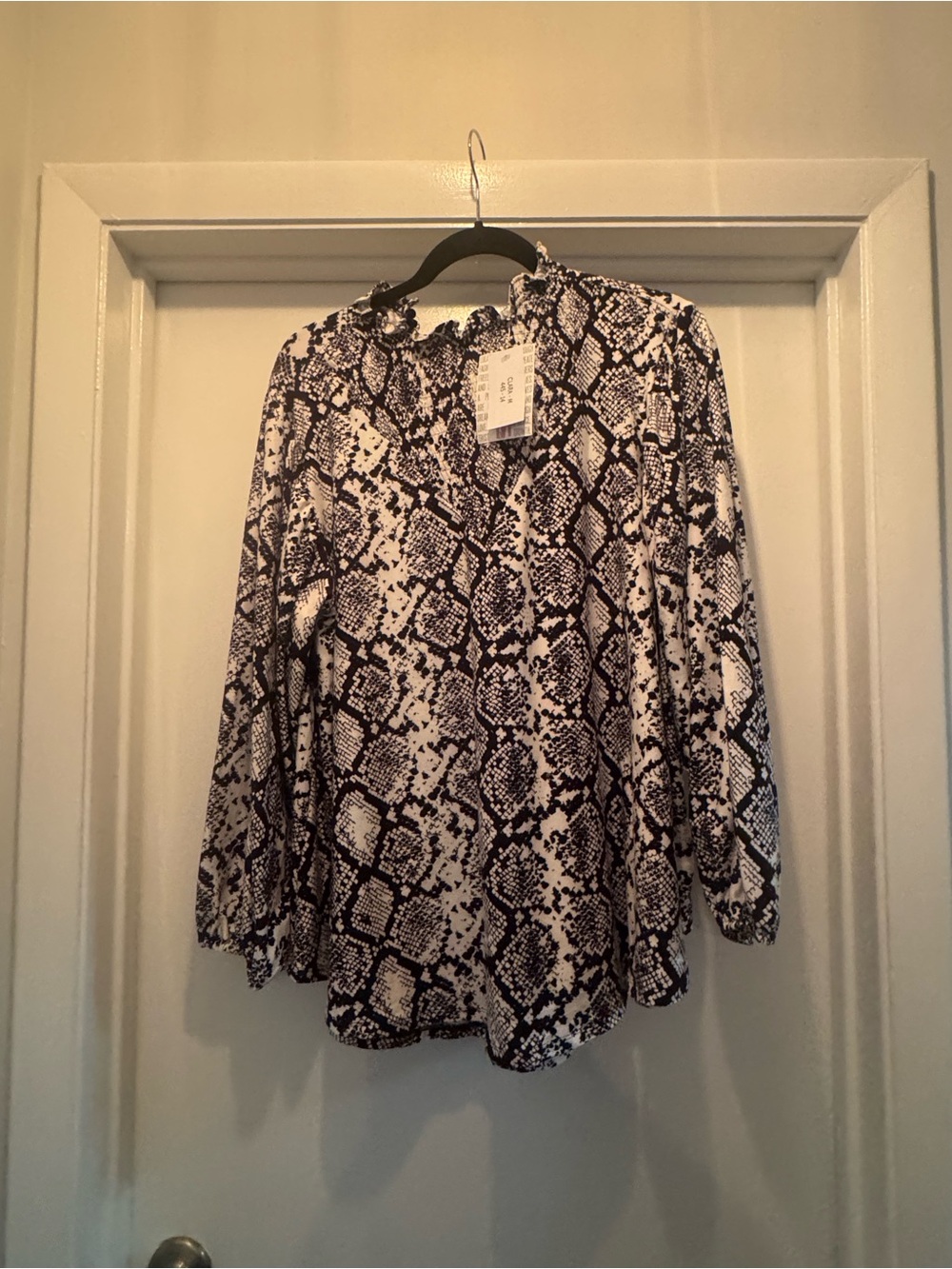 LuLaRoe Clara - Black and White Snake Print Blouse